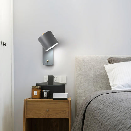 Rotatable Cylinder Plug-in Wall Lamp with Adjustable Brightness for Living Room & Bedroom Lighting
