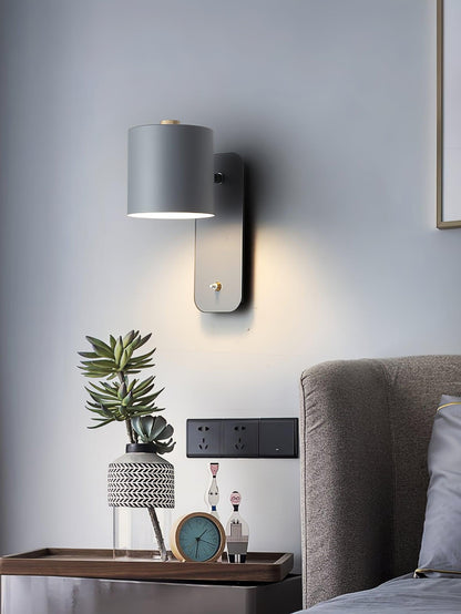 Rotatable Cylinder Plug-in Wall Lamp with Adjustable Brightness for Living Room & Bedroom Lighting