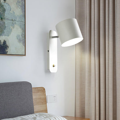 Rotatable Cylinder Plug-in Wall Lamp with Adjustable Brightness for Living Room & Bedroom Lighting