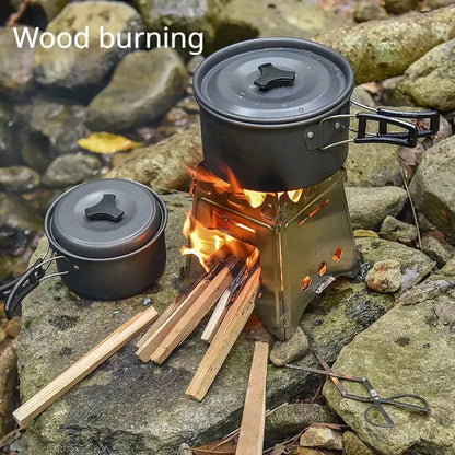 Portable Stainless Steel Camping Wood Stove | Lightweight, Foldable & Ideal for Hiking, BBQ, and Outdoor Activities