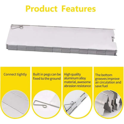 Folding Aluminum Stove Windscreen | Adjustable 9/10/12 Plates for Camping & Outdoor Cooking