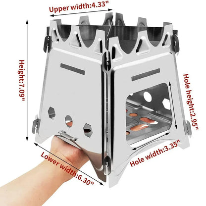 Portable Stainless Steel Camping Wood Stove | Lightweight, Foldable & Ideal for Hiking, BBQ, and Outdoor Activities