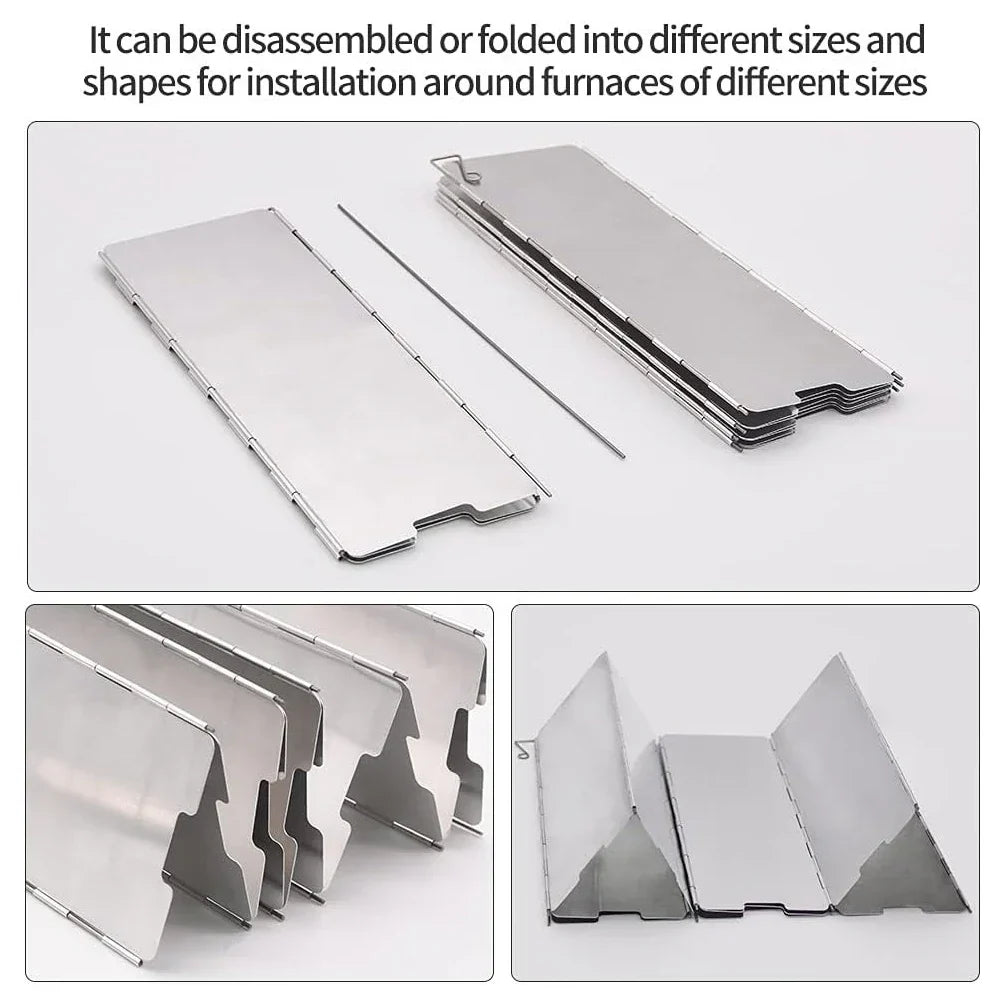 Folding Aluminum Stove Windscreen | Adjustable 9/10/12 Plates for Camping & Outdoor Cooking