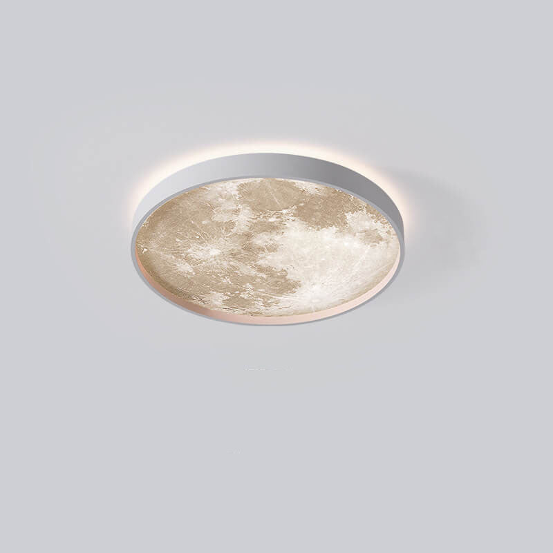 LED Flush Mount Ceiling Light - Nordic Moon Design - Round Fixture for Modern Home Decor & Low Ceilings
