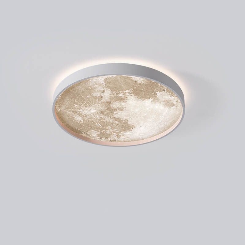 LED Flush Mount Ceiling Light - Nordic Moon Design - Round Fixture for Modern Home Decor & Low Ceilings