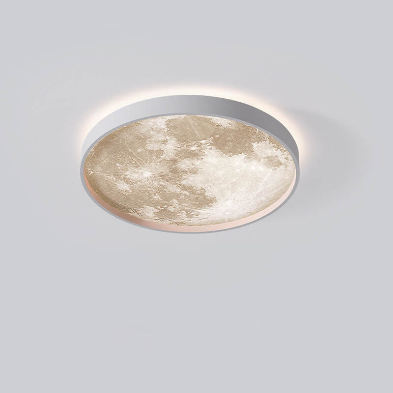 LED Flush Mount Ceiling Light - Nordic Moon Design - Round Fixture for Modern Home Decor & Low Ceilings