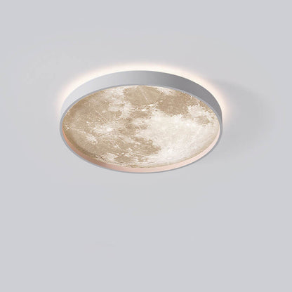 LED Flush Mount Ceiling Light - Nordic Moon Design - Round Fixture for Modern Home Decor & Low Ceilings
