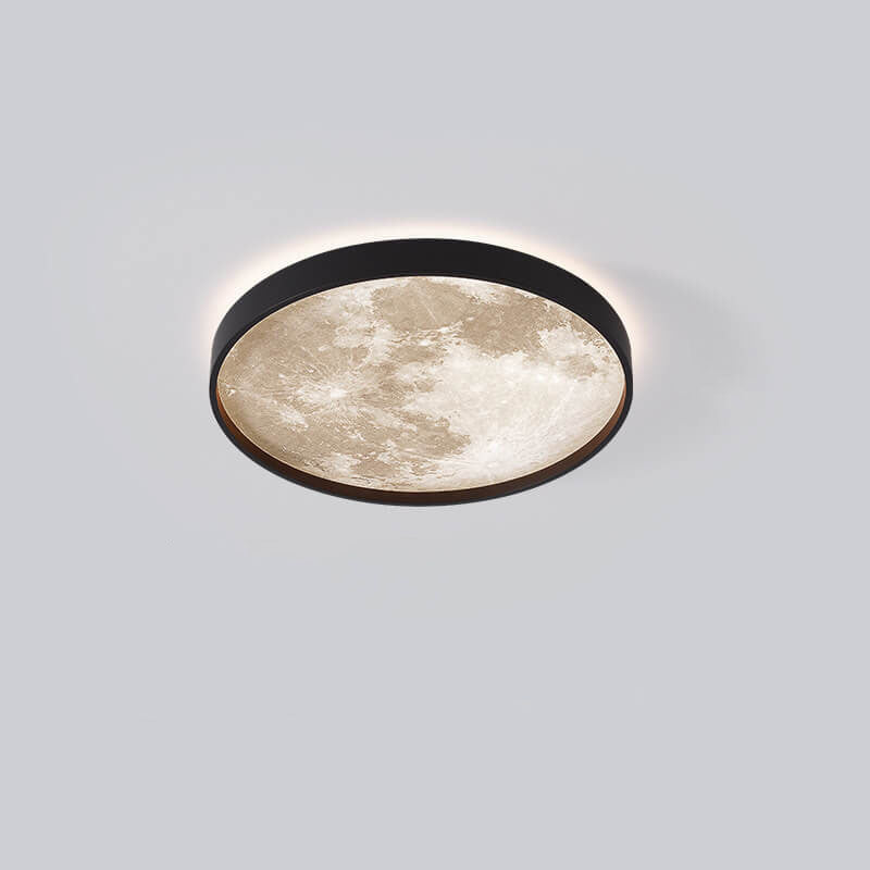 LED Flush Mount Ceiling Light - Nordic Moon Design - Round Fixture for Modern Home Decor & Low Ceilings