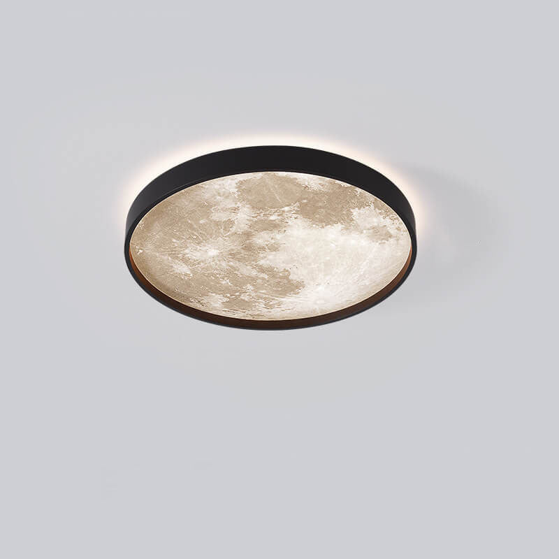 LED Flush Mount Ceiling Light - Nordic Moon Design - Round Fixture for Modern Home Decor & Low Ceilings