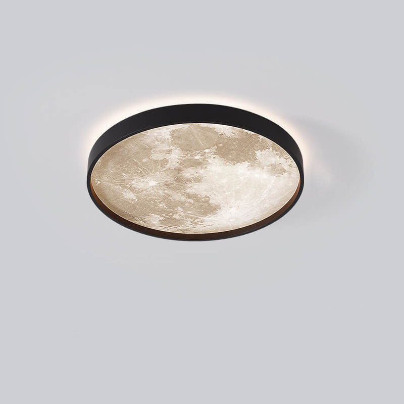 LED Flush Mount Ceiling Light - Nordic Moon Design - Round Fixture for Modern Home Decor & Low Ceilings