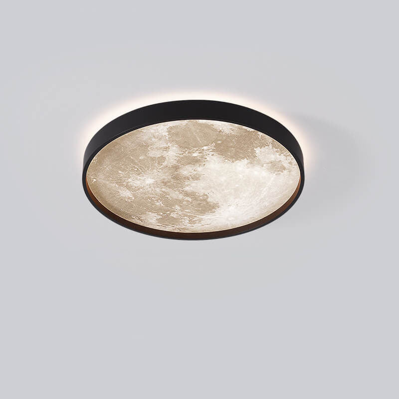 LED Flush Mount Ceiling Light - Nordic Moon Design - Round Fixture for Modern Home Decor & Low Ceilings