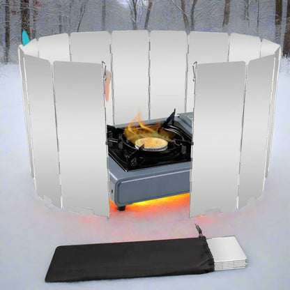 Folding Aluminum Stove Windscreen | Adjustable 9/10/12 Plates for Camping & Outdoor Cooking