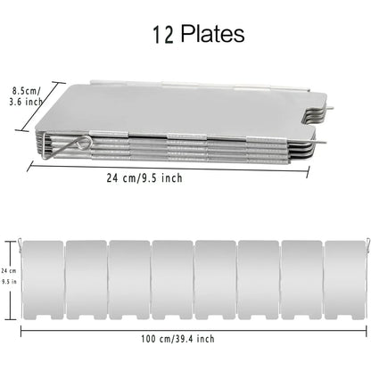 Folding Aluminum Stove Windscreen | Adjustable 9/10/12 Plates for Camping & Outdoor Cooking