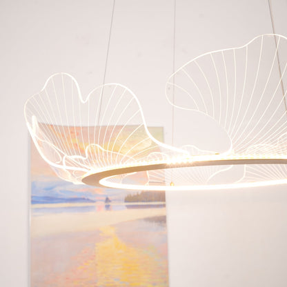 Leaf-Shaped LED Chandelier | Dimmable, Gold Finish & Ideal for Living Room or Office Spaces