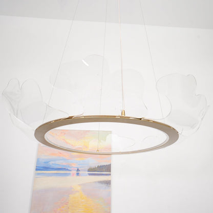 Leaf-Shaped LED Chandelier | Dimmable, Gold Finish & Ideal for Living Room or Office Spaces