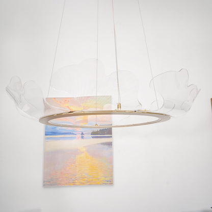 Leaf-Shaped LED Chandelier | Dimmable, Gold Finish & Ideal for Living Room or Office Spaces