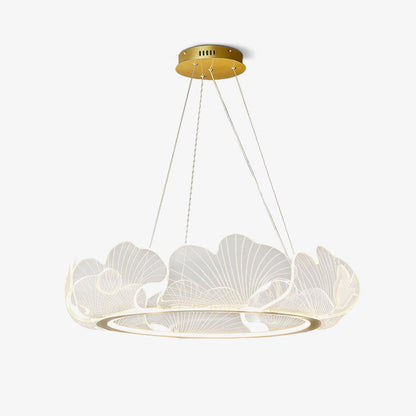 Leaf-Shaped LED Chandelier | Dimmable, Gold Finish & Ideal for Living Room or Office Spaces