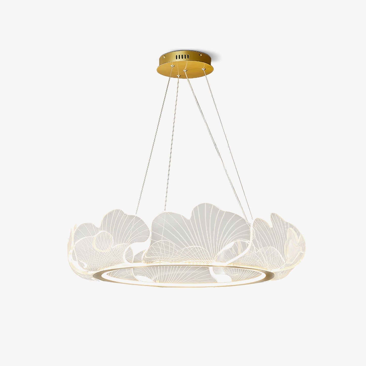 Leaf-Shaped LED Chandelier | Dimmable, Gold Finish & Ideal for Living Room or Office Spaces