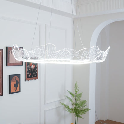Leaf-Shaped LED Chandelier | Dimmable, Gold Finish & Ideal for Living Room or Office Spaces