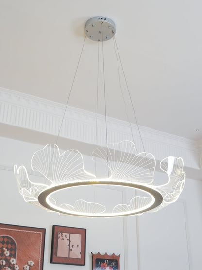 Leaf-Shaped LED Chandelier | Dimmable, Gold Finish & Ideal for Living Room or Office Spaces