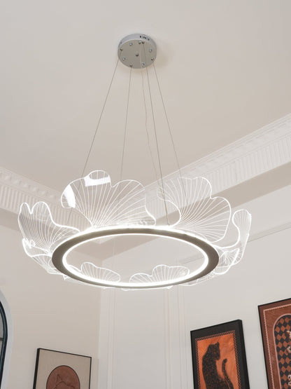 Leaf-Shaped LED Chandelier | Dimmable, Gold Finish & Ideal for Living Room or Office Spaces