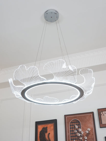 Leaf-Shaped LED Chandelier | Dimmable, Gold Finish & Ideal for Living Room or Office Spaces