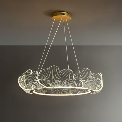 Leaf-Shaped LED Chandelier | Dimmable, Gold Finish & Ideal for Living Room or Office Spaces
