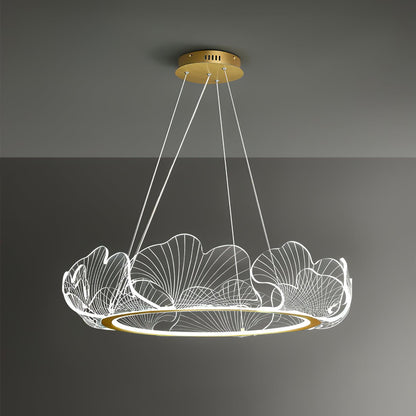 Leaf-Shaped LED Chandelier | Dimmable, Gold Finish & Ideal for Living Room or Office Spaces