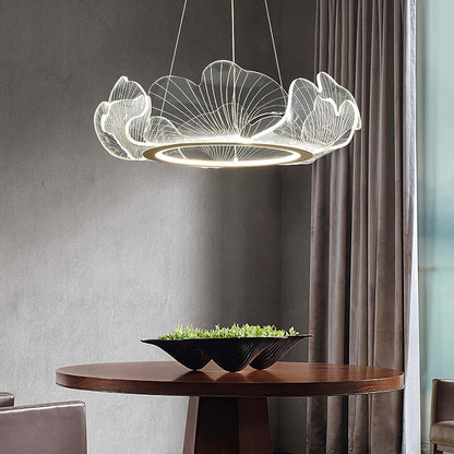 Leaf-Shaped LED Chandelier | Dimmable, Gold Finish & Ideal for Living Room or Office Spaces