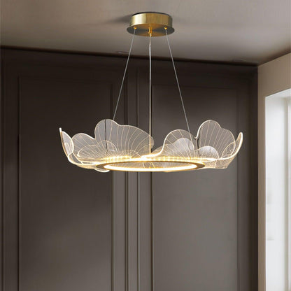 Leaf-Shaped LED Chandelier | Dimmable, Gold Finish & Ideal for Living Room or Office Spaces