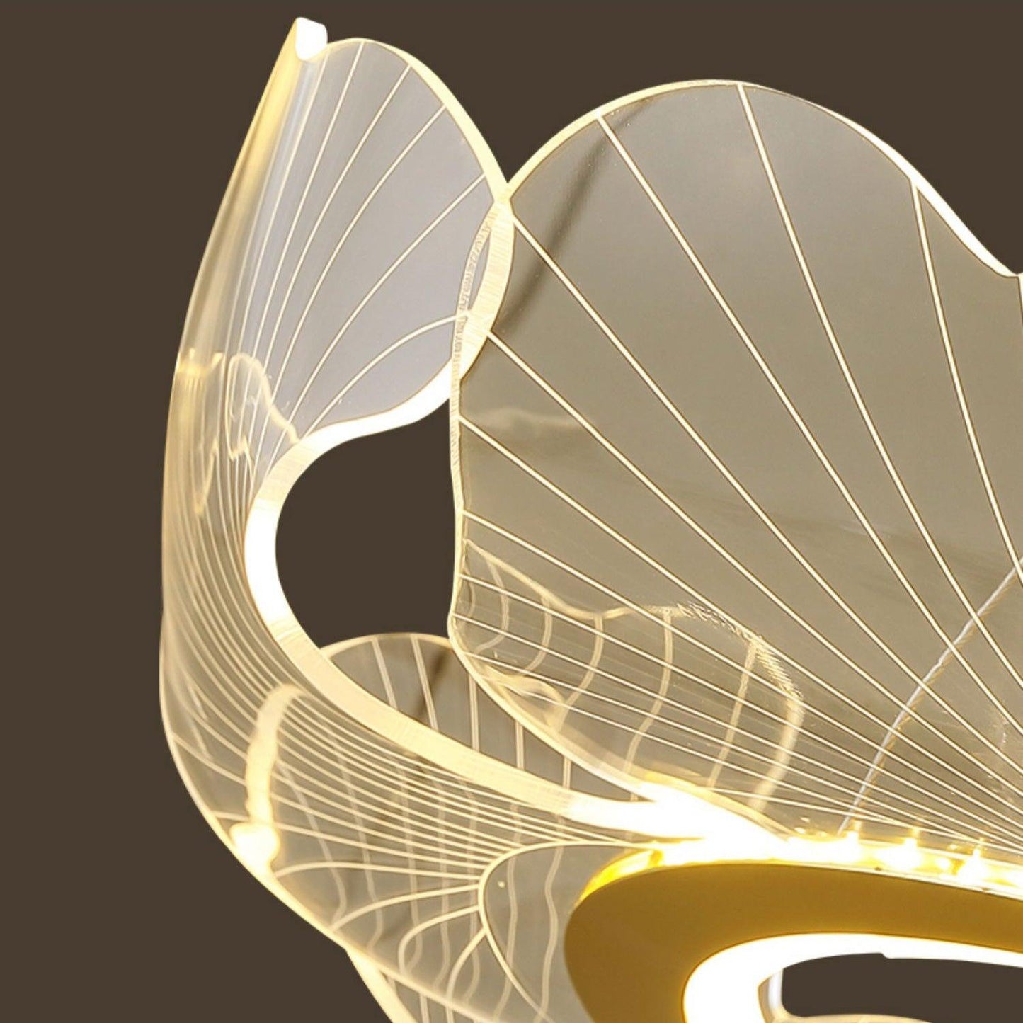 Leaf-Shaped LED Chandelier | Dimmable, Gold Finish & Ideal for Living Room or Office Spaces