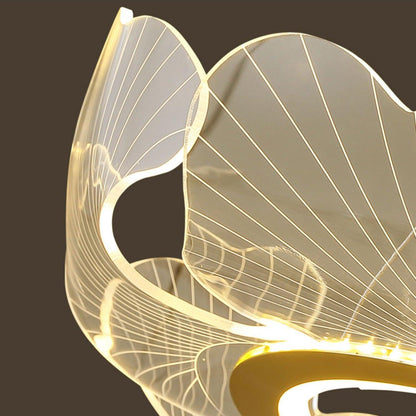 Leaf-Shaped LED Chandelier | Dimmable, Gold Finish & Ideal for Living Room or Office Spaces