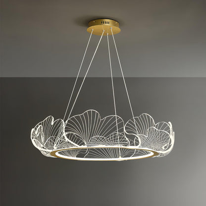 Leaf-Shaped LED Chandelier | Dimmable, Gold Finish & Ideal for Living Room or Office Spaces