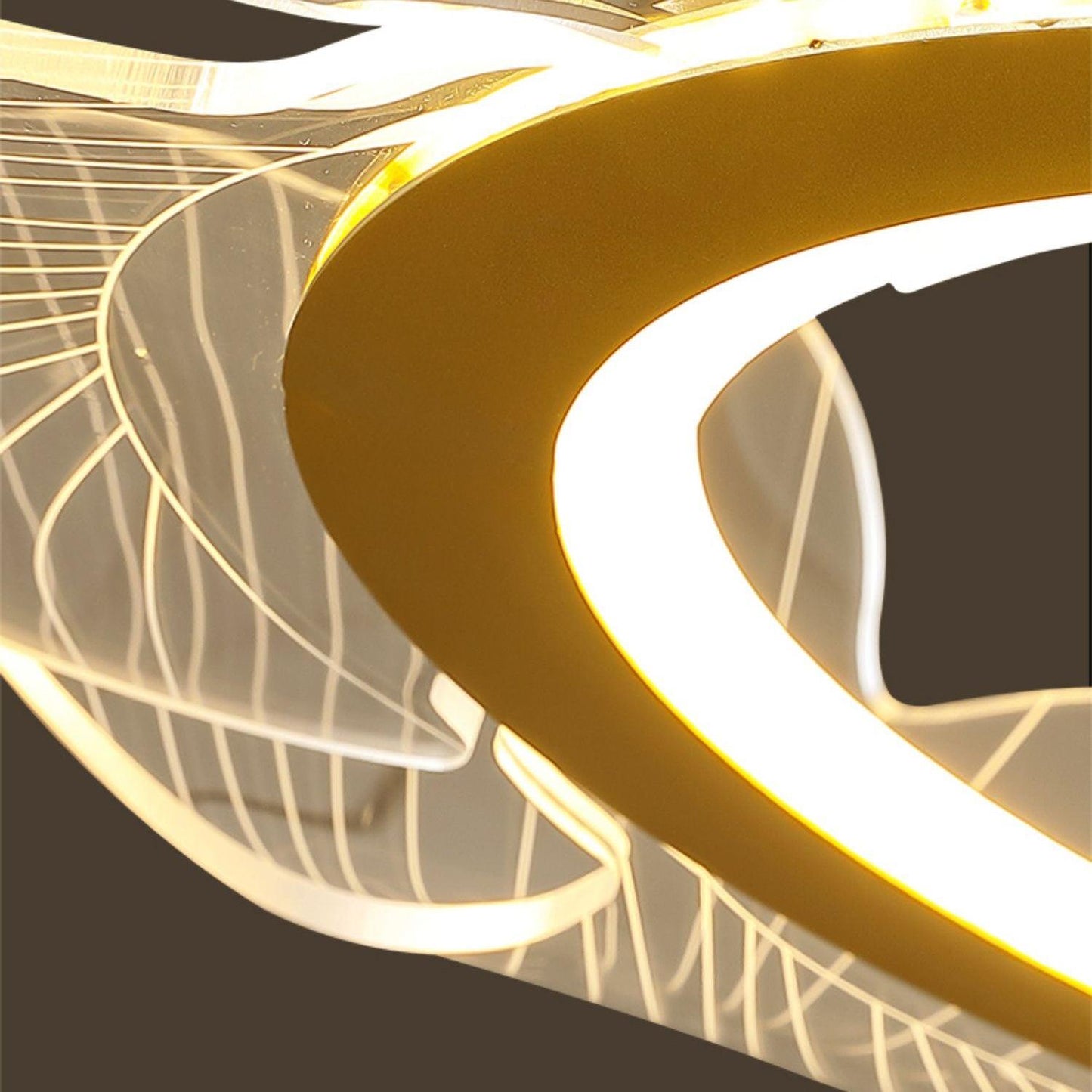 Leaf-Shaped LED Chandelier | Dimmable, Gold Finish & Ideal for Living Room or Office Spaces