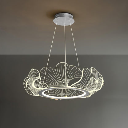 Leaf-Shaped LED Chandelier | Dimmable, Gold Finish & Ideal for Living Room or Office Spaces
