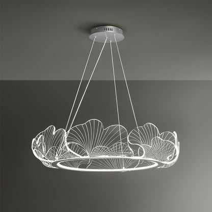Leaf-Shaped LED Chandelier | Dimmable, Gold Finish & Ideal for Living Room or Office Spaces