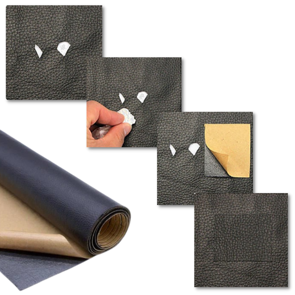 Self-Adhesive Leather Repair Patch for Furniture, Car Seats, and Jackets - Durable, Easy to Use, Black & Brown Options
