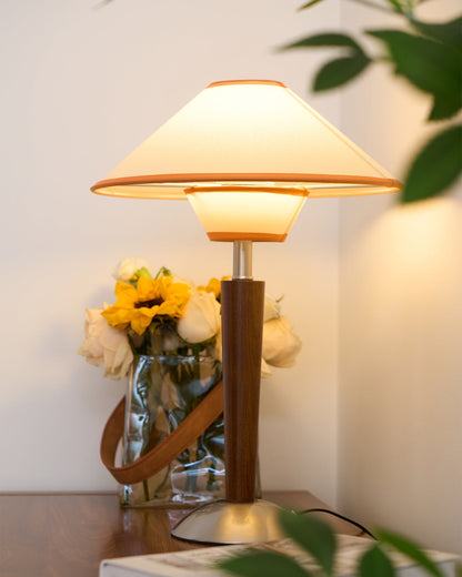 Wooden Table Lamp | Sleek Design with Fabric Shade & Ideal for Indoor Use in Modern Living Spaces