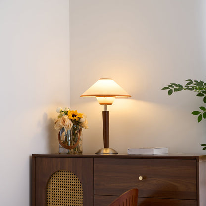 Wooden Table Lamp | Sleek Design with Fabric Shade & Ideal for Indoor Use in Modern Living Spaces