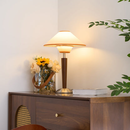 Wooden Table Lamp | Sleek Design with Fabric Shade & Ideal for Indoor Use in Modern Living Spaces