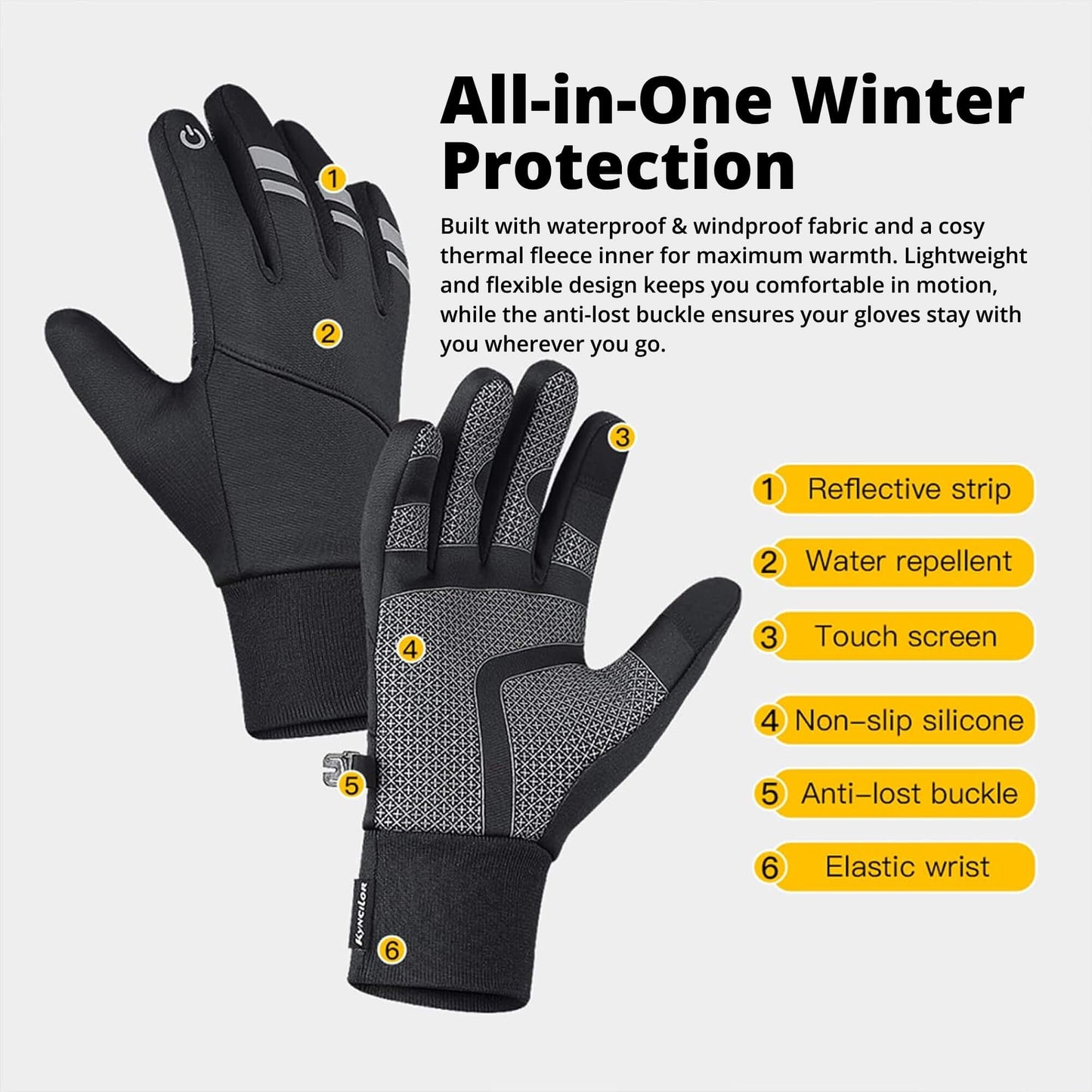 Thermal Winter Cycling Gloves | Waterproof, Windproof & Touchscreen Warm Running Gloves for Men & Women
