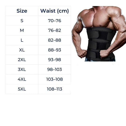 Mens Waist Trainer for Gym & Weight Loss | Triple Compression Fat Burning Sweat Belt | Back Support & Core Trimmer