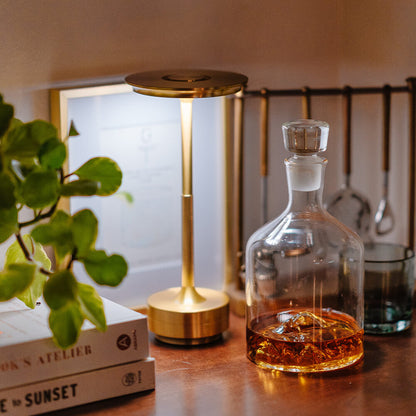 Cordless Metallic Table Lamp | Dimmable, Water-Resistant & Adjustable Light for Indoor and Outdoor Use