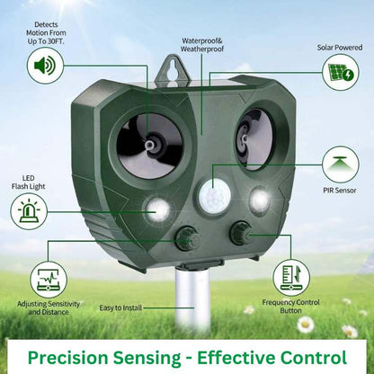 Ultrasonic Bird Repeller | Solar-Powered, Waterproof & Effective for Gardens, Yards, Farms & Outdoor Spaces