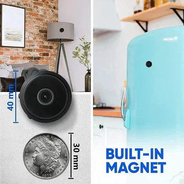 Mini Wireless Magnetic Camera | 1080P HD Video, Two-Way Audio & Night Vision for Home, Office & Nursery Monitoring