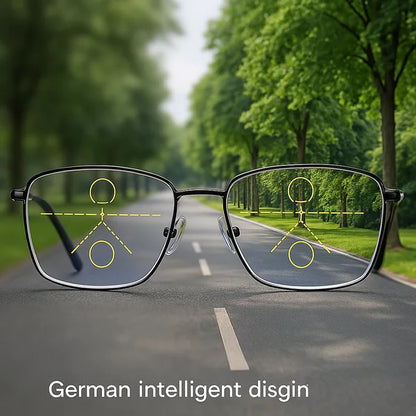 German Intelligent Progressive Glasses | Anti-Fingerprint, UV Protection & Ideal for Reading and Driving