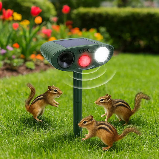 Ultrasonic Chipmunk Repeller - Solar Powered - Get Rid of Chipmunks in 48 Hours