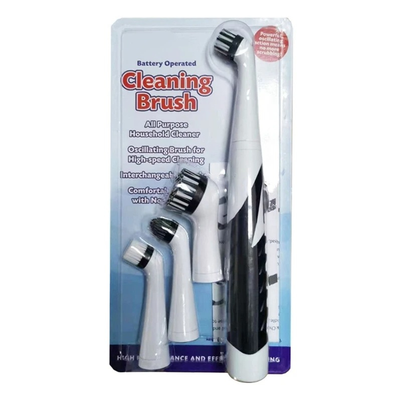 Sonic Cleaning Brush | Versatile with 4 Replaceable Heads & Effortless Grime Removal for Homeowners