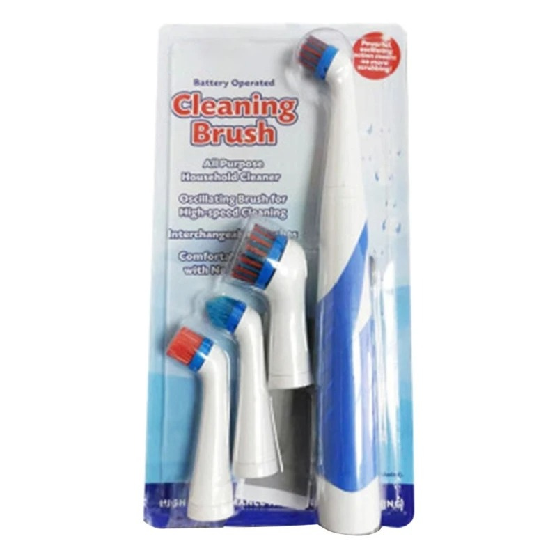 Sonic Cleaning Brush | Versatile with 4 Replaceable Heads & Effortless Grime Removal for Homeowners