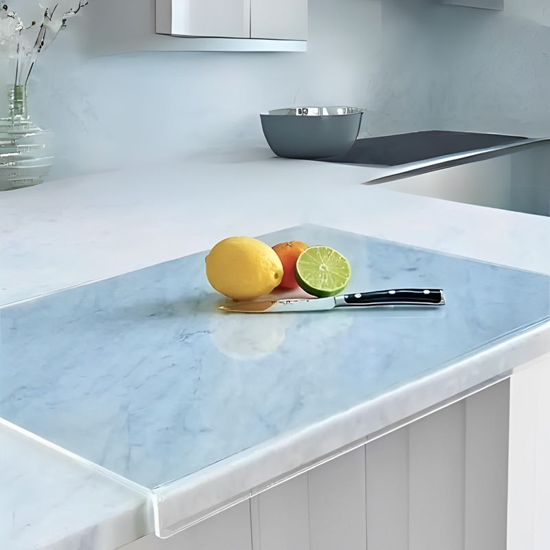 Clear Cutting Board with Counter Lip | Non-Slip, Food-Grade Acrylic for Stylish Meal Prep and Serving